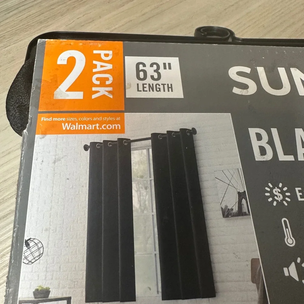 Sun Zero Arlo Blackout Grommet Curtain 2 Panels 40x63 Energy‎ Save Thermal Pack